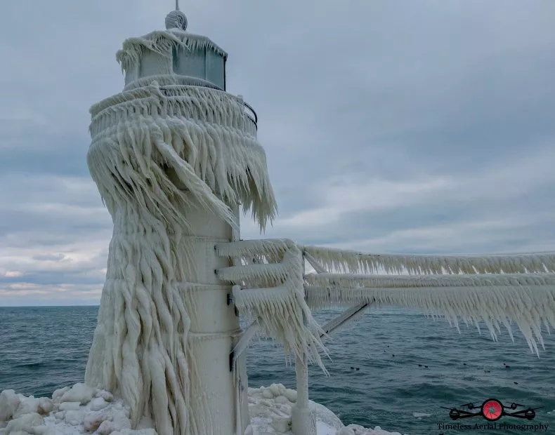 Winter Storm Brings Lake Michigan Rare Ice 'Sculptures'