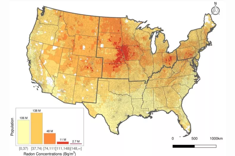 Radon Map Reveals 1-in-4 Americans Face Dangerous Levels