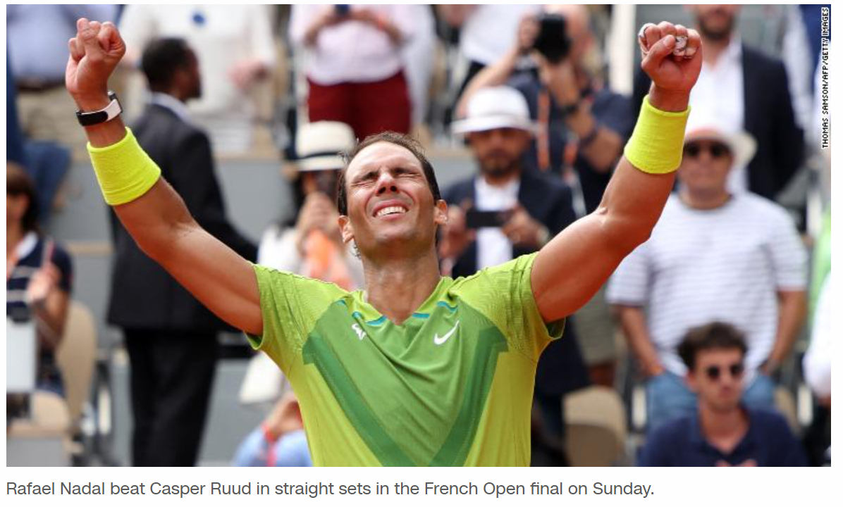 Rafael Nadal wins record-extending 14th French Open title with straight-sets victory against Casper Ruud