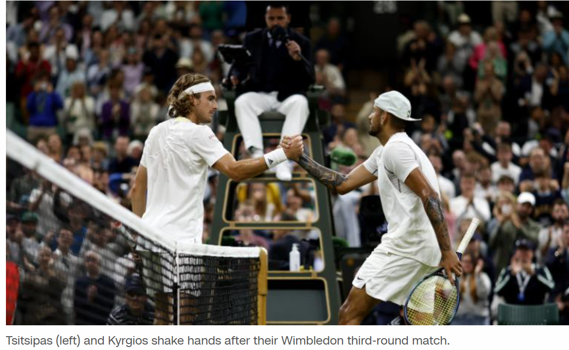 Nick Kyrgios and Stefanos Tsitsipas fined after fiery Wimbledon match