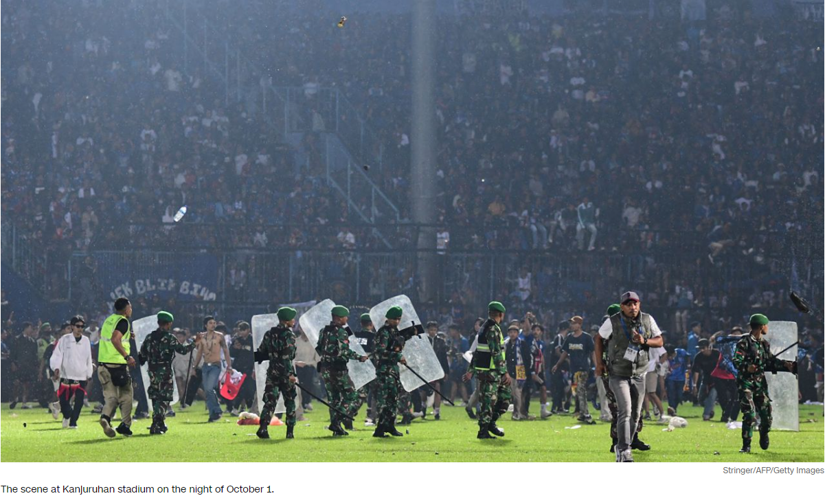 Police's tear gas main cause of death in Indonesia soccer stampede: investigators