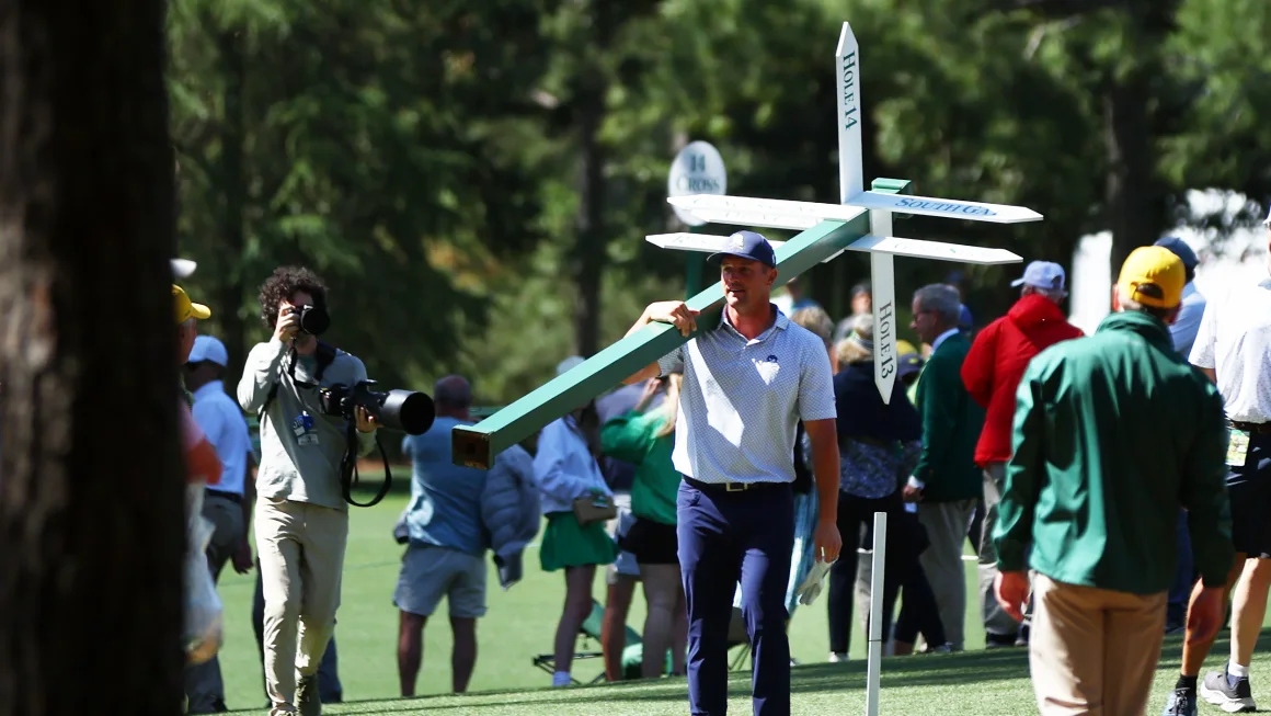 Bryson DeChambeau tears Augusta signpost from ground to set up magnificent Masters escape shot