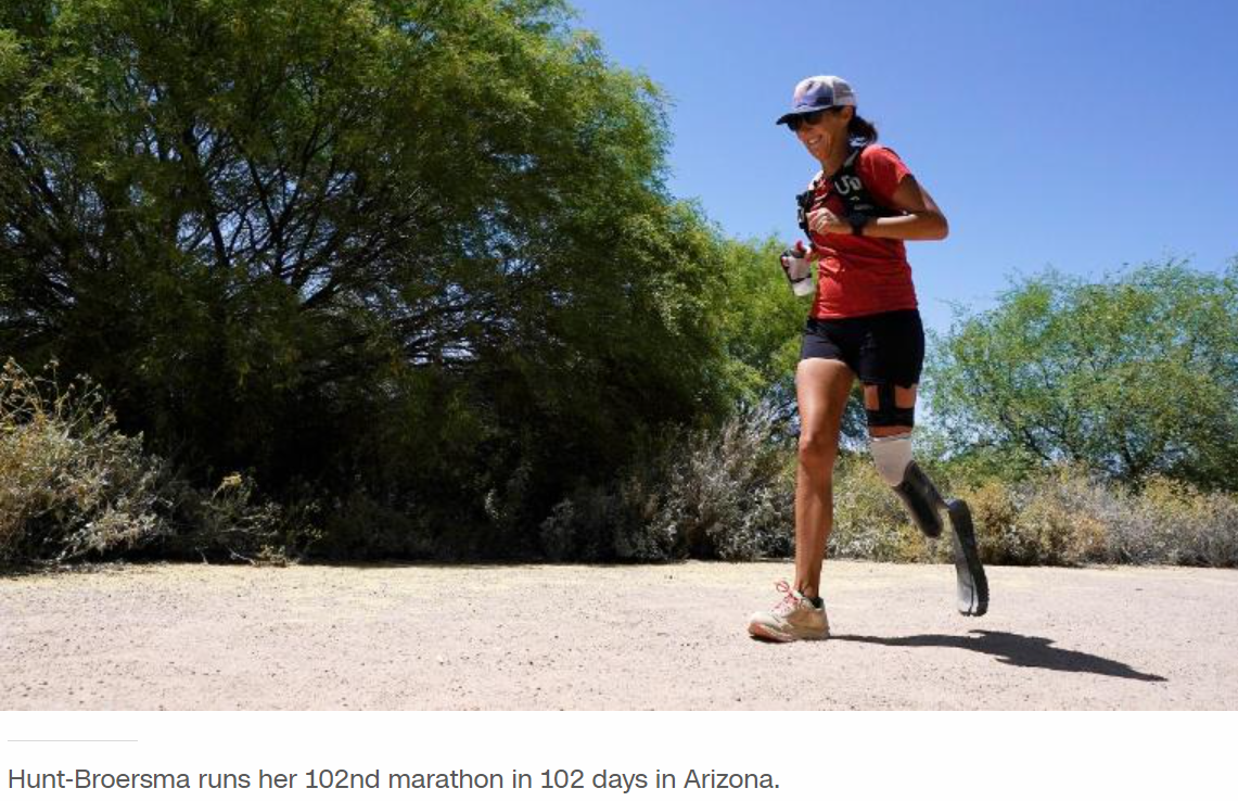 'It showed me how strong our bodies can be,' says amputee athlete Jacky Hunt-Broersma after running 104 marathons in 104 days