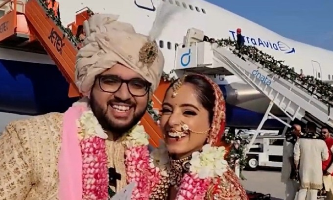 Video of Indian jewelry heiress's wedding on private jet goes viral