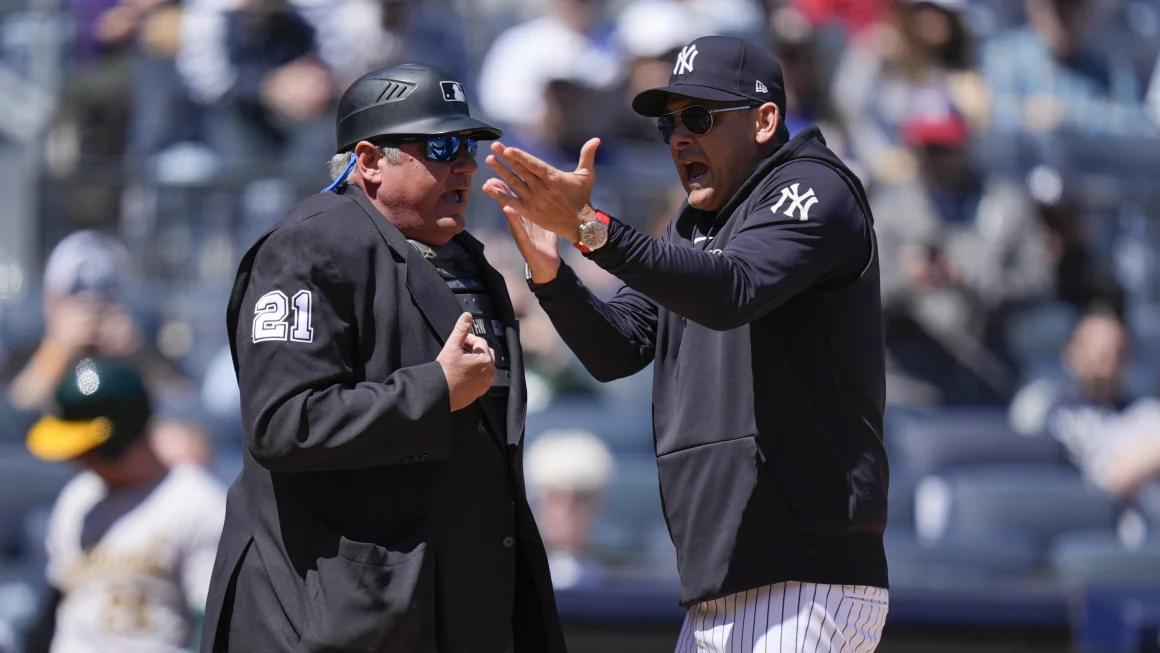 New York Yankees manager Aaron Boone ejected after apparent case of mistaken identity and spat with umpire